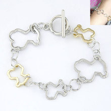 Cute Bear Cuff Bracelets for Men Women Gold Silver Plated Fashion Charm Pulseiras Femininas Masculina Bijoux