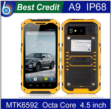 In Stock! A9+  A9 phone 2GB RAM 16GB ROM IP68 MTK6592 Octa Cores Rugged Waterproof Dustproof 3G WCDMA Android 4.2 Smartphone/Eva