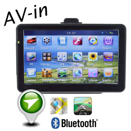 Freeshipping New 7 HD Car GPS Navigator FM Multimedia Player Bluetooth AV in 128MB 4GB Rom
