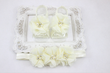 2015 New Baby Girl Flower Shoes with Flower Headband First Walkers Newborn Toddler Barefoot Sandal Shoes