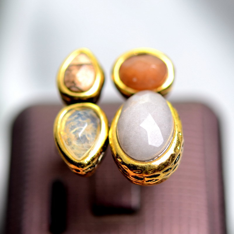 Hot Sale High Quality Women Ancient Mysteriou Brand Ring Citrine Topaz Natural Stone Rings Cat s