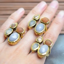 Hot Sale High Quality Women Ancient Mysteriou Brand Ring Citrine Topaz Natural Stone Rings Cat s