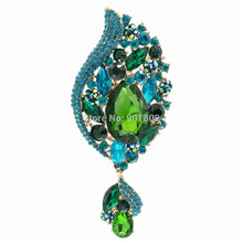 Fashion Jewelry Vintage Style Rhinestone Brooches Dangle Drop Flower Broach Pins Crystals Brooch More Color Free