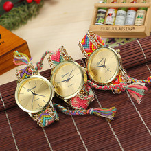 13 Colors Braided Rope Bracelet Geneva Watches Hand Made Friendship Watch Women Quartz Watches BW SB