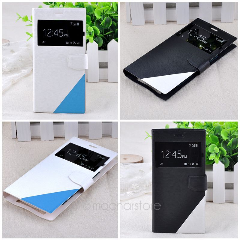 Elegant Frame Black White Solid THL T6S High Quality PU Flip Leather Case Cover Cell Phone