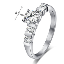 2015 Christmas Gift Love Design Rings For Women Stainless steel wedding rings set with stunning CZ