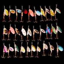 Hot 30pcs/lot Spinners Fishing Lure Mixed color/Size/Weight Metal Spoon Lures hard bait fishing tackle Free Shipping Atificial