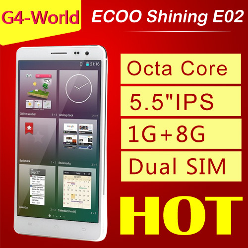 100 Original ECOO Shining E02 5 5 960 540 IPS MTK6592 Octa Core 2 0MP 8