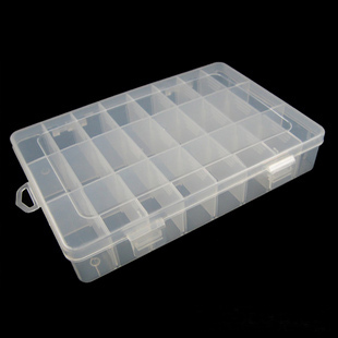 free shipping jewelry Adjustable Plastic 24 Compartment Compartment Storage Box Jewelry Earring Bin Case Container