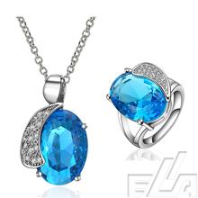 New arrival  african costume jewelry set  Extravagant Party jewlery set Big Crystal set fine jewelry necklace pendant / Ring