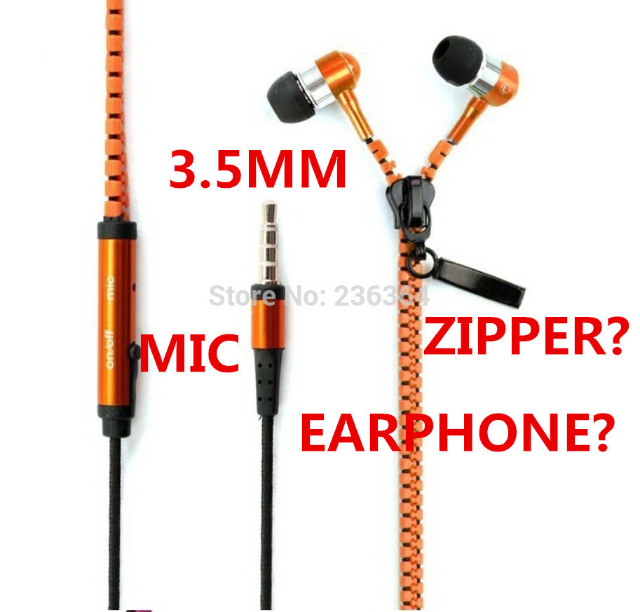 Electronic 2014 Newest Style Stereo Bass Headset In Ear Metal Zipper Earphones Headphones With MIC 3