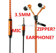 Electronic 2014 Newest Style Stereo Bass Headset In Ear Metal Zipper Earphones Headphones With MIC 3.5mm Jack For MP3 MP4 PHONE