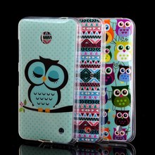 Green Owl Cartoon Soft TPU Gel Case for For Nokia Lumia 630 Back Skin Cover Mobile Phone bags cases