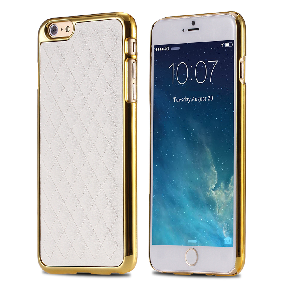 Hot Gold Luxury Grid Leather Case For Apple iPhone6 4 7 Phone Accessories Casual Simple Vintage