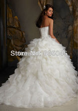 Vestido De Noiva New Custom Made Organza Ruffles Applique Romantic A Line Lace Wedding Dress Bridal