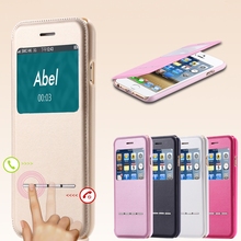 Luxury Smart Front Window View Leather Flip Case for iphone6 Plus 5 5 i6 4 7