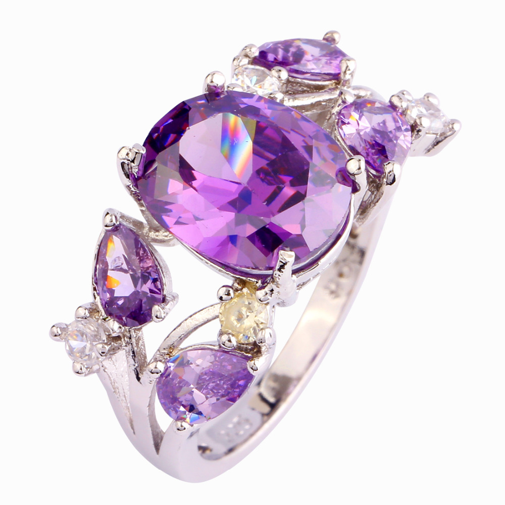 Fashion Alluring Christmas Amethyst 925 Silver Ring Size 9 Jewelry For Women New Year Gift Free