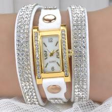 Women Watch Inlaid Rhinestones Bracelet Watch Timepiece with PU Leather Band for Women Whach BMHM560 C9