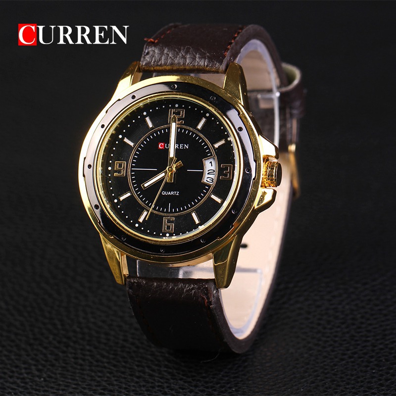 CURREN New Fashion Brand Luxury Gold Plated Jewelry Business Casual Sports Watches Men Analog Digital Leather