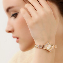 Rose Gold Crystal Rhinestone Leaf buds strap Metal Materials Dress ladies Watch Stylish Women Watches Hours