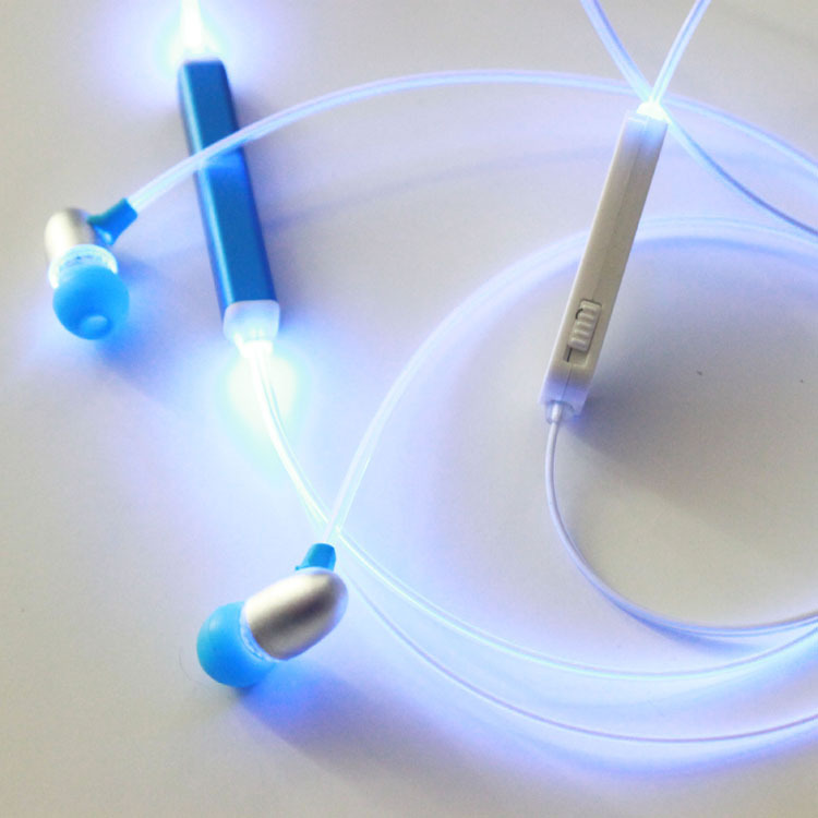 New 2014 Hot 3 5mm MP3 MP4 phone led flashing headset led light led light earphones