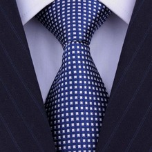 Brand Blue Plaid Silk Tie Neckties For Men Formal Business Fashion Classical Gravatas Masculinas Seda Corbatas