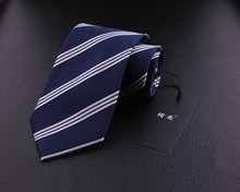 Brand Silk Tie Ties Collar Cravate Neckties Corbatas Blue White Striped For Mans Gentlemen Formal Busniess