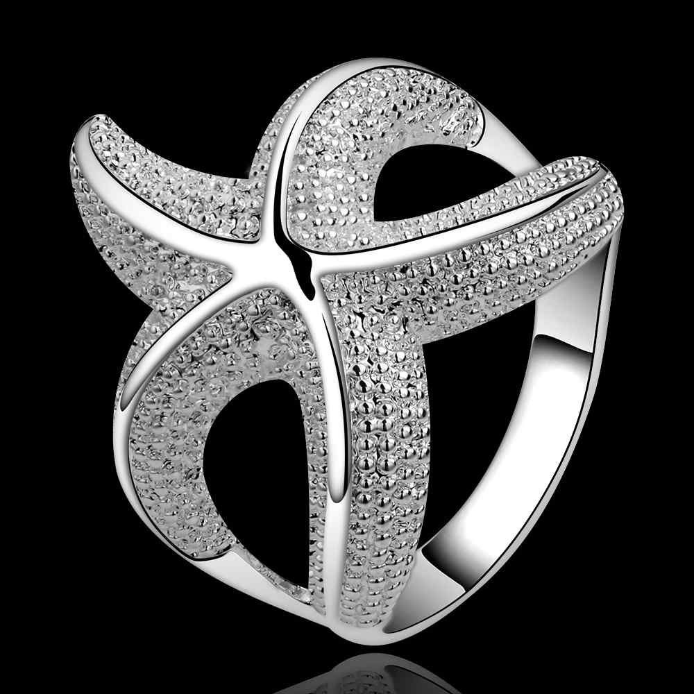 free shipping 925 silver Fashion Jewelry sea star hurge Bulgary men wedding ring for women SMTR538