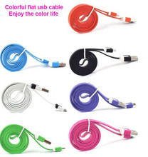 Cell phone 2M Colorful Noodle Flat Cable V8 Micro USB Data Charger Cable For Samsung S3