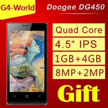 DOOGEE Brand LATTE DG450 MTK6582 Quad Core Android phone 4.5 Inch IPS Screen Cell Phones 1GB RAM 4G ROM 8MP Camera SmartPhone