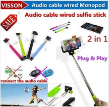 For travel life Z07 5 plus Extendable Handheld Monopod Audio cable wired selfie monopod take photos