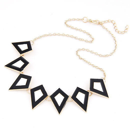 Black Rhombic Exaggerated Geometry Choker Necklace Hollow Plated Gold Necklaces Fashion Jewelry For Women 2015 Hot