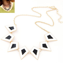 Black Rhombic Exaggerated Geometry Choker Necklace Hollow Plated Gold Necklaces Fashion Jewelry For Women 2015 Hot