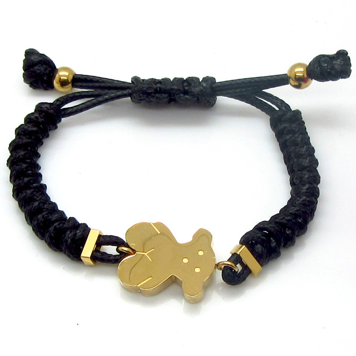 2015 Fashion Jewelry Leather Nylon Rope Men And Women Little Bear Bracelets Bangles Lovely Bear Bracelets