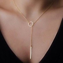New fashion Chic Y Shaped Bar Circle Lariat Bar Circle chain Necklace gift for women girl wholesale N1568