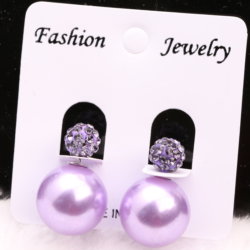 2015 New Fashion Elegant Double Side Shining Pearl earrings for women 26 Colors Brincos Crystal Stud