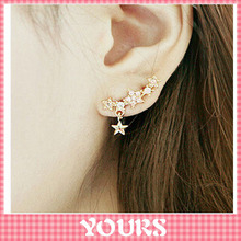  ER037 Full rhinestone little star designer stud earrings for women Romantic Korean style ladies earring