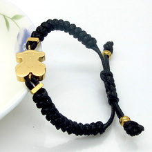 New 2015 Fashion Jewelry Braided Leather Nylon Rope Women Little Bear Bracelet Cute Bear Chain Bracelets
