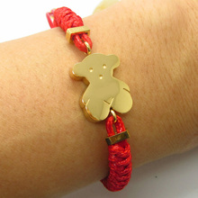 New 2015 Fashion Jewelry Braided Leather Nylon Rope Women Little Bear Bracelet Cute Bear Chain Bracelets