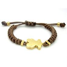 New 2015 Fashion Jewelry Braided Leather Nylon Rope Women Little Bear Bracelet Cute Bear Chain Bracelets