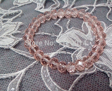 New Fashion Natural Pink Crystal Tokens Love Marriage Business Edge Charm Bangles Bracelet For Girl Woman