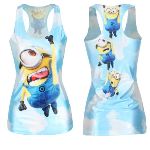 Women Tank Despicable Me Print Minions Women t shirt New 2015 Stuart Fashion Blue Camisole Female