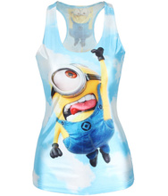Women Tank Despicable Me Print Minions Women t shirt New 2015 Stuart Fashion Blue Camisole Female