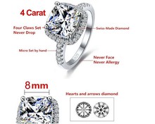 Big Promotion 100 925 Sterling Silver Princess Luxury 2 5ct CZ Diamond Engagement Ring For lover
