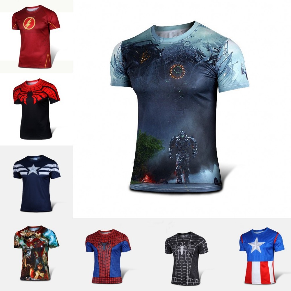 New 2015 Batman Spiderman Ironman Superman Captain America Winter soldier Marvel T shirt Avengers Costume Comics
