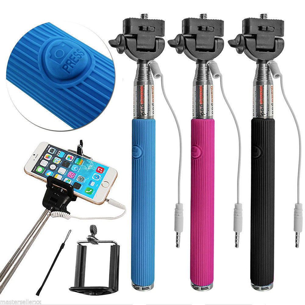 Wired Selfie Stick Handheld Monopod Built in Shutter Extendable Mount Holder For iPhone Samsung Smartphone Any