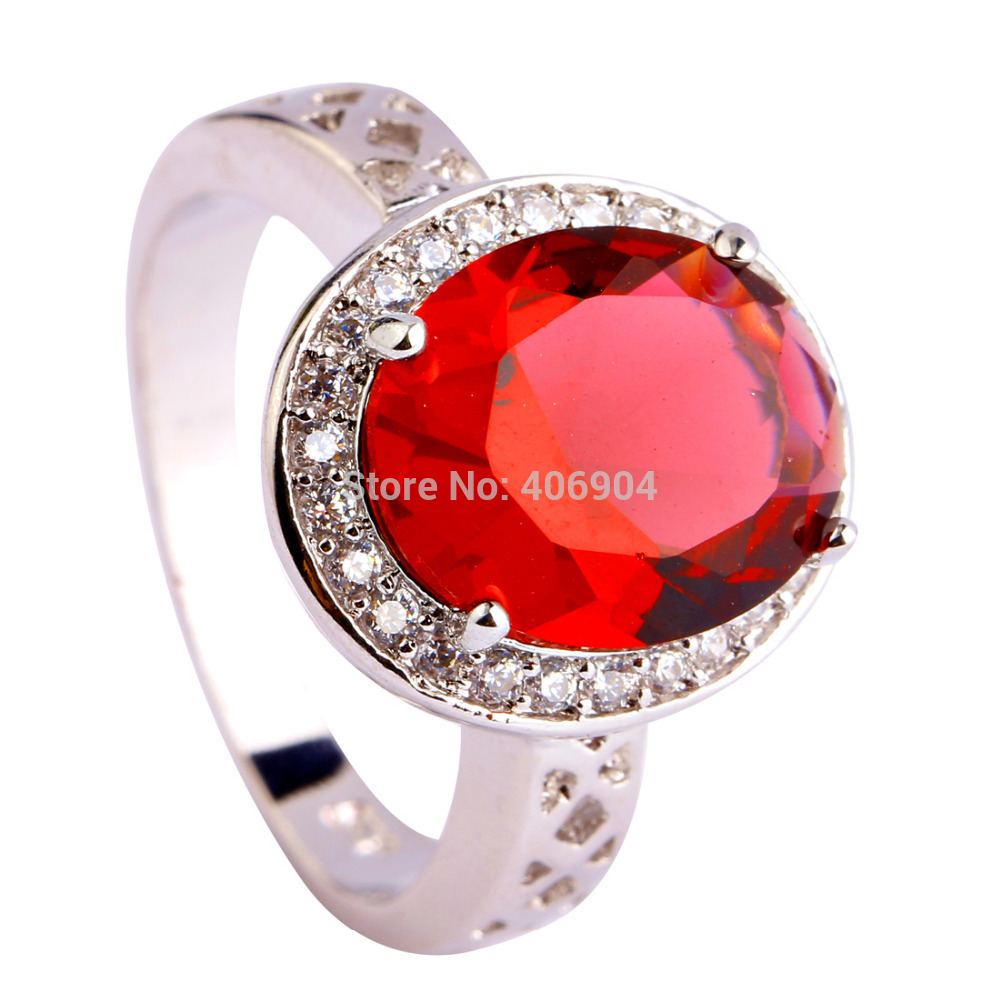 Free Shipping Wholesale Ruby Spinel White Topaz 925 Silver Ring Size 7 8 9 10 11