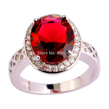 Free Shipping Wholesale Ruby Spinel White Topaz 925 Silver Ring Size 7 8 9 10 11