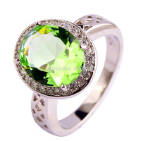 Free Shipping Wholesale Green Amethyst White Topaz 925 Silver Ring Size 7 8 9 10 11 12 Popular New Charming Women Jewelry