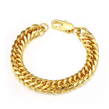 Classic Chain Bracelet 18K GOLD Bracelet cool men gold bracelet link 8/10/12MM wedding jewellery pulseira ouro